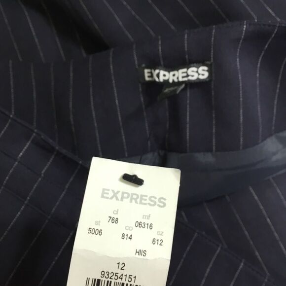 EXPRESS PIN STRIPED NAVY BLUE PENCIL SKIRT NWT CAREER WEAR 12 - Picture 10 of 15
